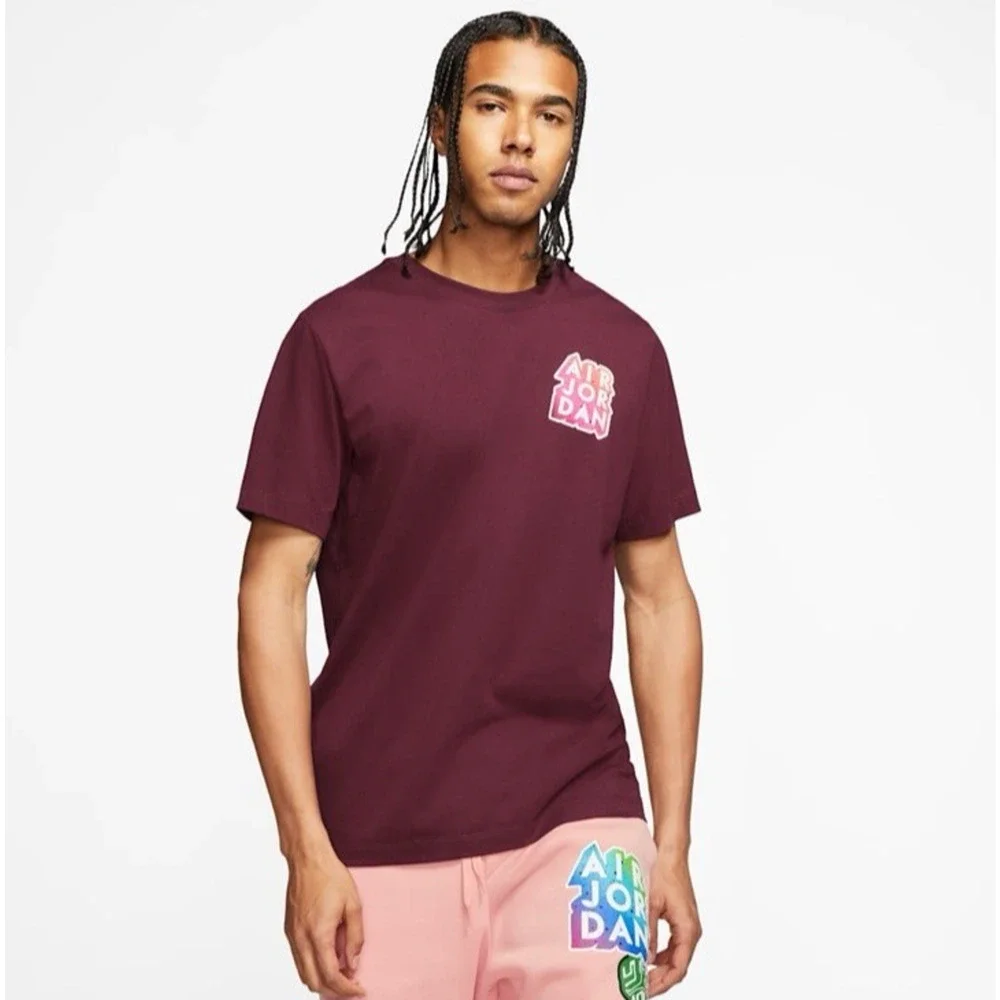 Nike‎ Jordan Sticker Mash Logo T-Shirt Mens XL Maroon